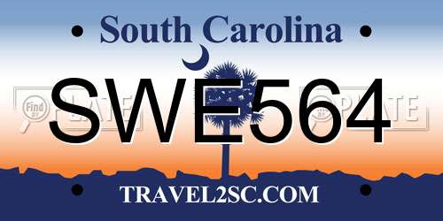 SWE564 South Carolina License Plate
