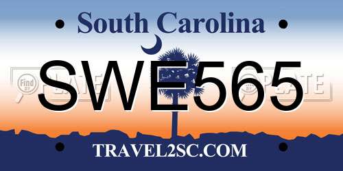 SWE565 South Carolina License Plate