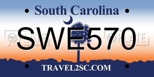 SWE570 South Carolina License Plate
