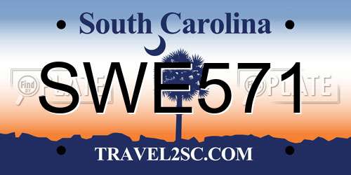 SWE571 South Carolina License Plate