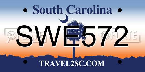 SWE572 South Carolina License Plate