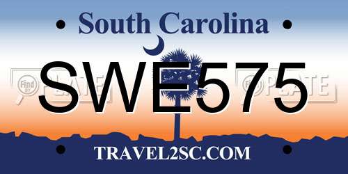 SWE575 South Carolina License Plate