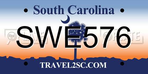 SWE576 South Carolina License Plate