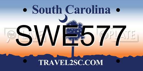 SWE577 South Carolina License Plate