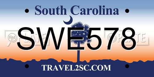 SWE578 South Carolina License Plate