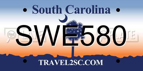 SWE580 South Carolina License Plate