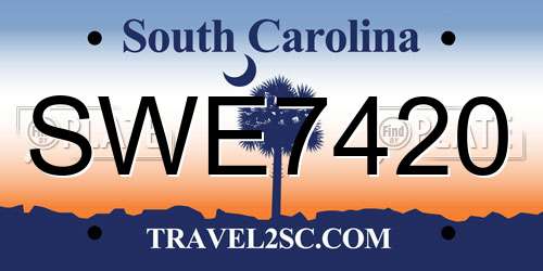SWE7420 South Carolina License Plate