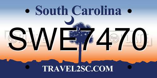 SWE7470 South Carolina License Plate