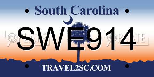 SWE914 South Carolina License Plate