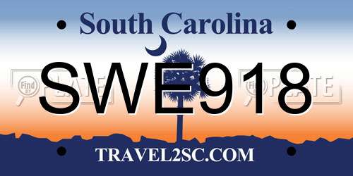 SWE918 South Carolina License Plate