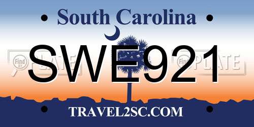 SWE921 South Carolina License Plate
