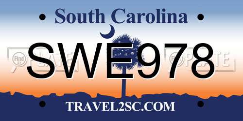 SWE978 South Carolina License Plate