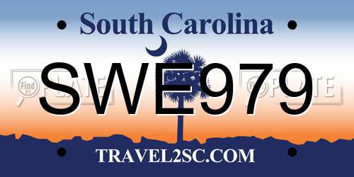 SWE979 South Carolina License Plate