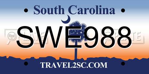 SWE988 South Carolina License Plate