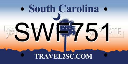 SWF751 South Carolina License Plate