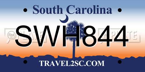 SWH844 South Carolina License Plate