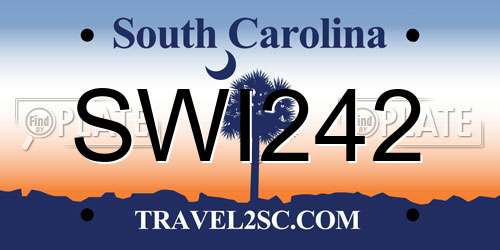 SWI242 South Carolina License Plate