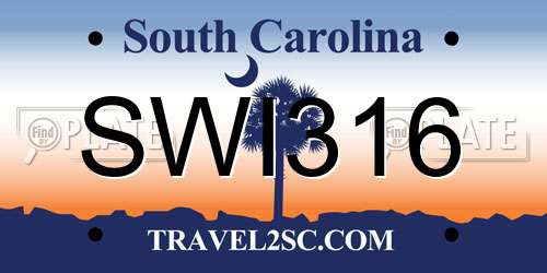 SWI316 South Carolina License Plate