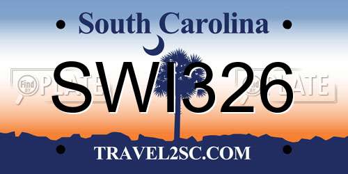SWI326 South Carolina License Plate