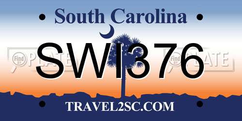 SWI376 South Carolina License Plate