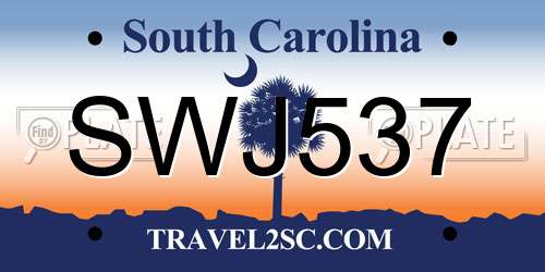 SWJ537 South Carolina License Plate