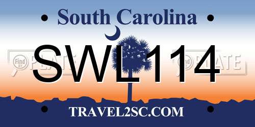 SWL114 South Carolina License Plate