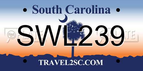 SWL239 South Carolina License Plate