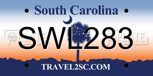 SWL283 South Carolina License Plate