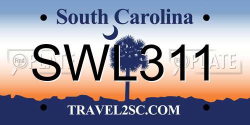 SWL311 South Carolina License Plate