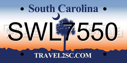 SWL7550 South Carolina License Plate