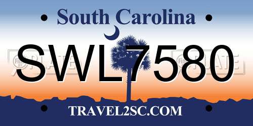 SWL7580 South Carolina License Plate