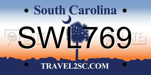 SWL769 South Carolina License Plate
