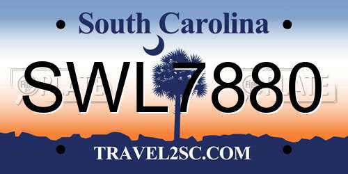 SWL7880 South Carolina License Plate