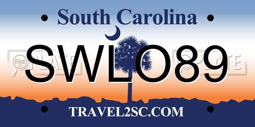 SWLO89 South Carolina License Plate