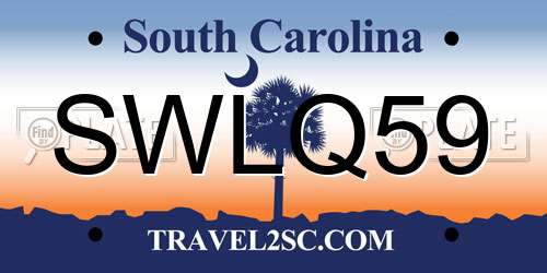 SWLQ59 South Carolina License Plate
