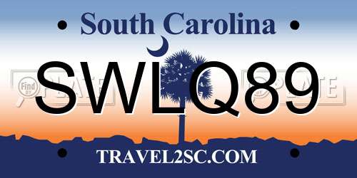 SWLQ89 South Carolina License Plate