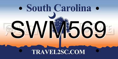 SWM569 South Carolina License Plate