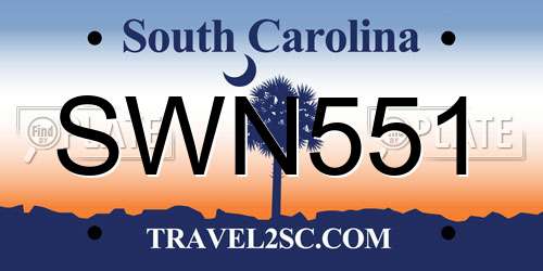 SWN551 South Carolina License Plate
