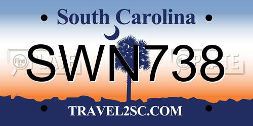 SWN738 South Carolina License Plate