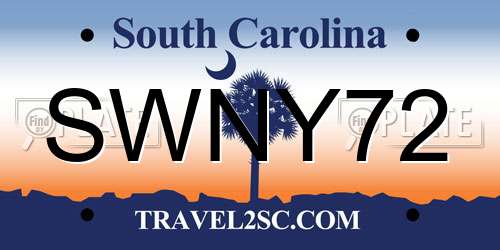 SWNY72 South Carolina License Plate