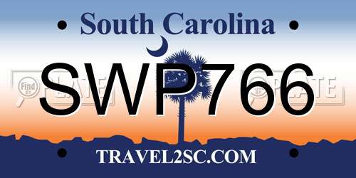 SWP766 South Carolina License Plate