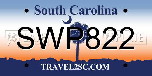 SWP822 South Carolina License Plate