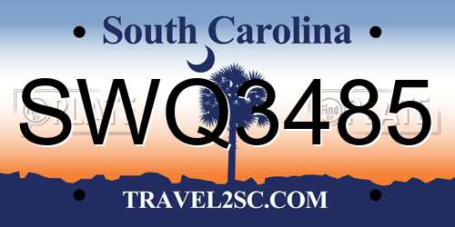 SWQ3485 South Carolina License Plate