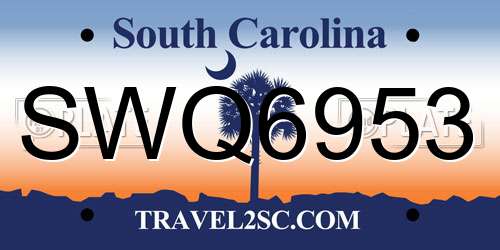 SWQ6953 South Carolina License Plate
