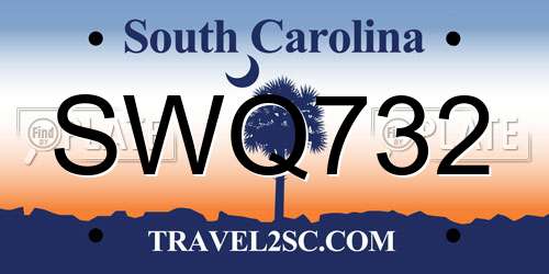 SWQ732 South Carolina License Plate