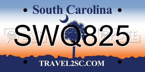 SWQ825 South Carolina License Plate