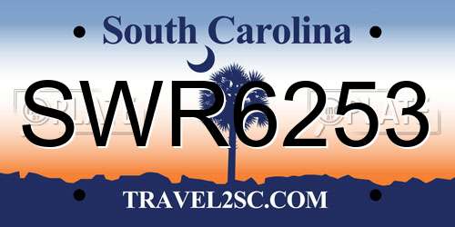 SWR6253 South Carolina License Plate