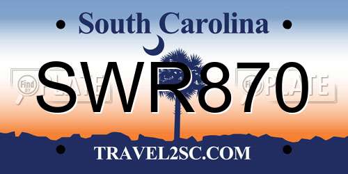 SWR870 South Carolina License Plate