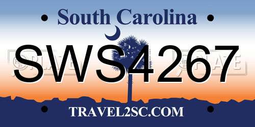 SWS4267 South Carolina License Plate
