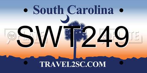 SWT249 South Carolina License Plate